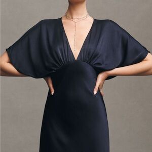 Elegant Navy V-Neck Dress